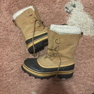 Sorel Womens Caribou Waterproof Insulated Winter Snow Boots Sz 8 Beige NL1005-28